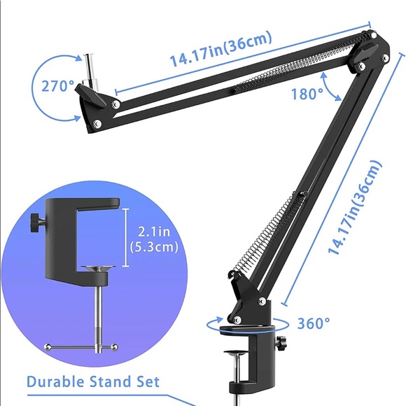 USB Microphone Kit Streaming Podcast PC Cardioid Condenser Computer Mic New! - Picture 6 of 12